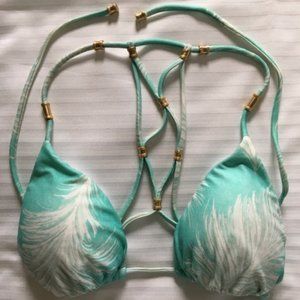 NWOT VIX SWIMWEAR FEATHERS LUCY AQUA BIKINI SET S